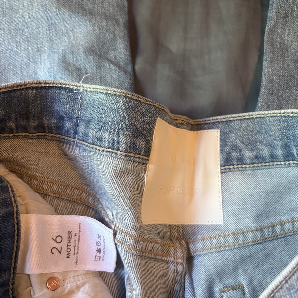 NWOT Mother The Bookie Flood Size 26 Denim Wide Leg Flared Light Wash Blue High - Picture 3 of 9